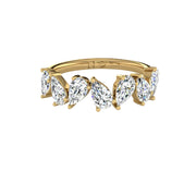 Demi-alliance 7 diamants poires 1.40 carat or jaune Aline